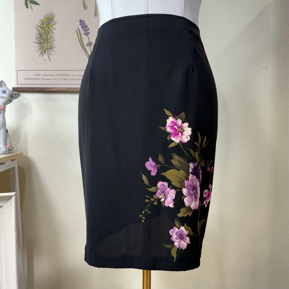 90s Y2k Floral Straight Skirt Whimsigoth Dark Fairy Sexy Witchy Romantic M L